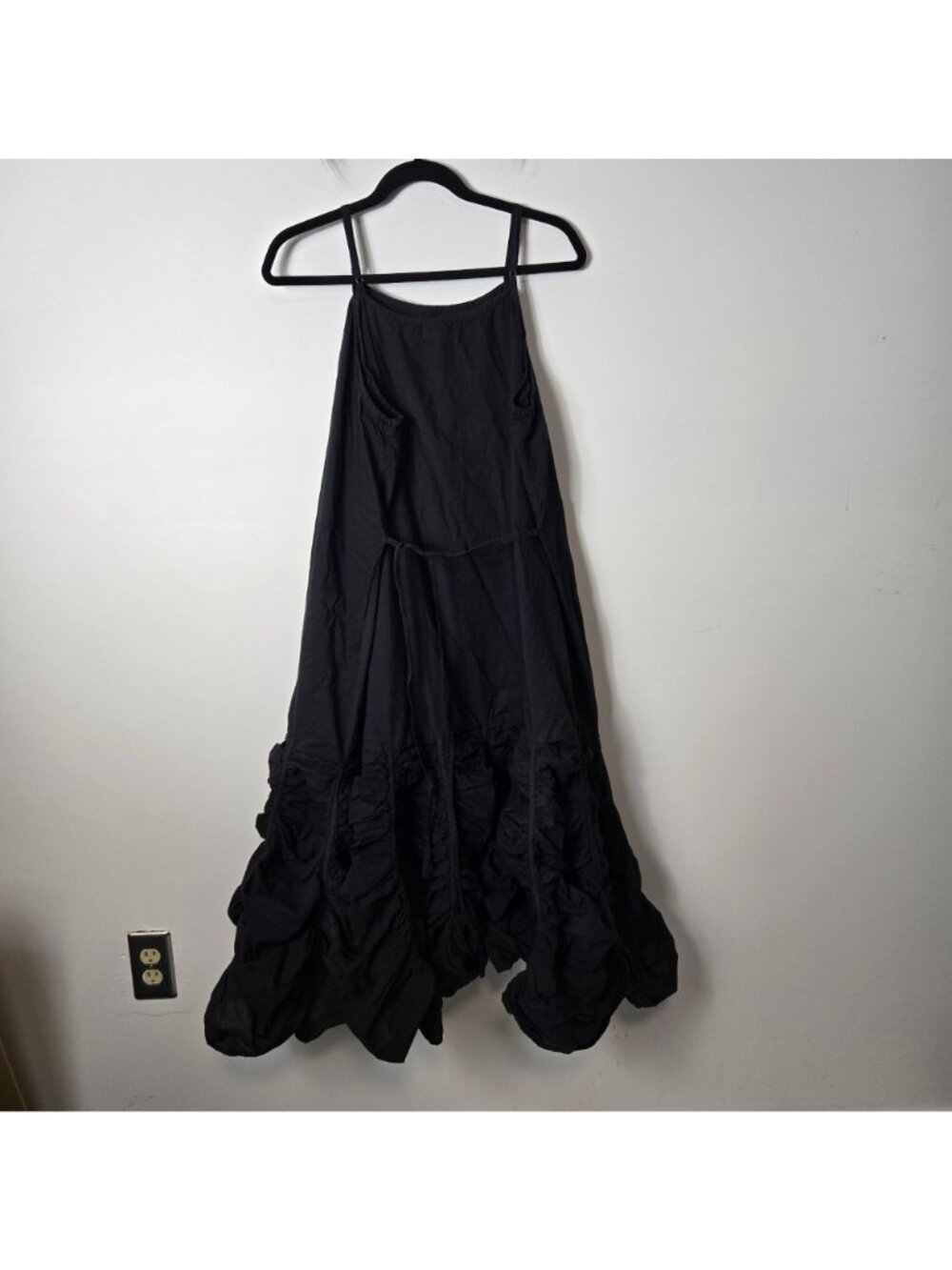 Krista Larson Black Balloon Midi Cami Slip Dress Spaghetti Strap FLAW - Picture 5 of 9
